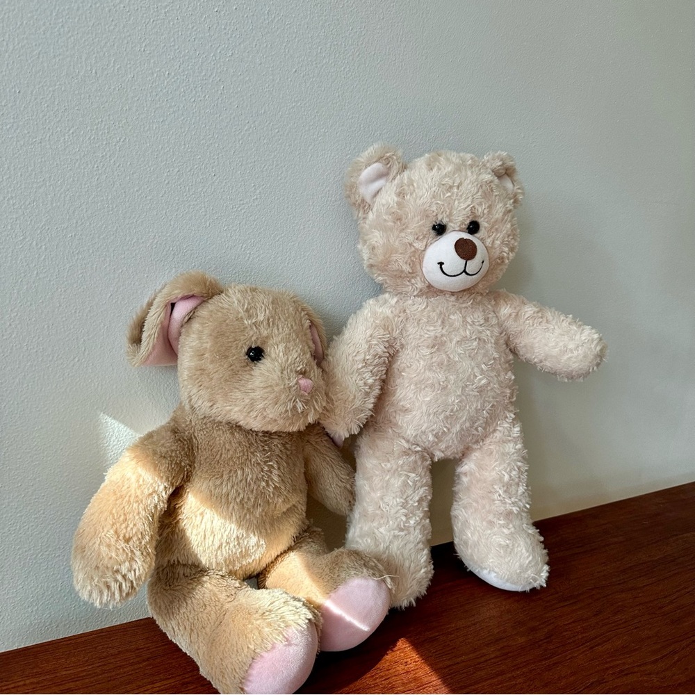 Build-A-Bear Tan and Cream Stuffed Animal Duo